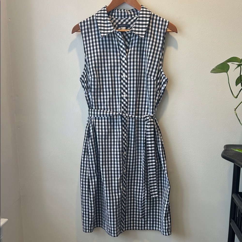 Tommy Hilfiger Black and White Gingham Midi Dress